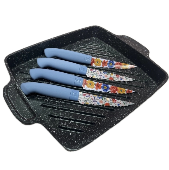 ❤️ New Pioneer Woman Prairie Cowboy Grill Steak Pan with Steak Knifes - Picture 1 of 10